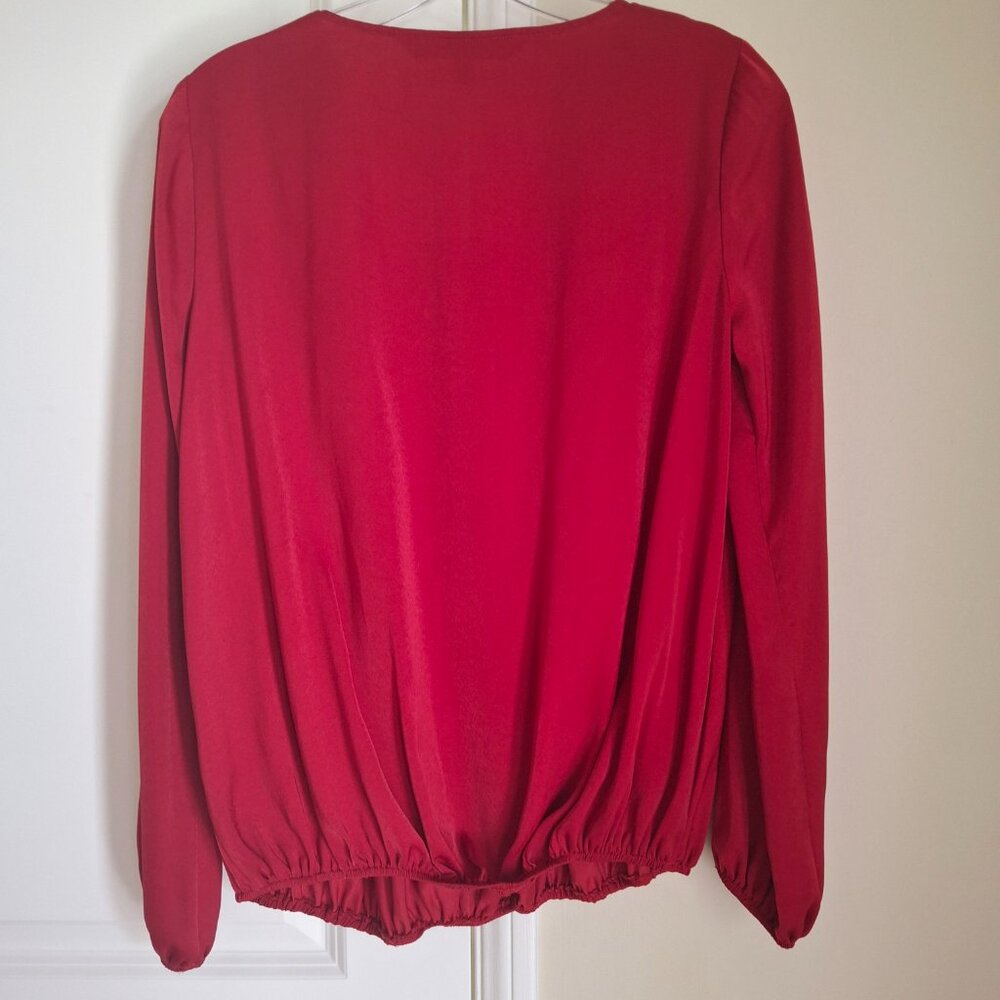 Studio M Red Square Neck Long Sleeve Blouse - Size Xs View 2